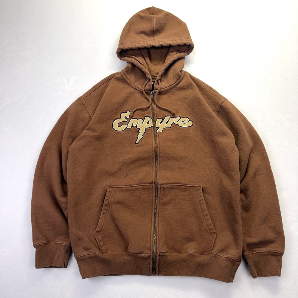 Empyre Mens Brown Full Zip Embroidered Logo Hoodie Sweatshirt Size M RN116442